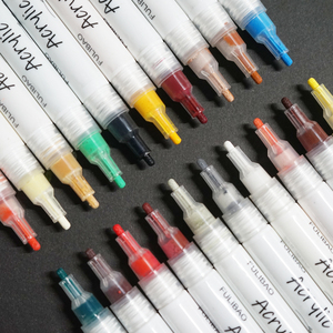 12色の細字アクリル絵の具マーカーペンセット、子供用布絵の具アートマーカーペン用永久インク - Product Image 2