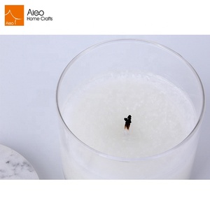 Mejor Precio de fábrica en venta <span class=keywords><strong>casa</strong></span> decorativa esmerilado claro blanco frasco de vidrio vela con polyresin mármol tapa - Product Image 5
