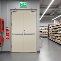 Porte coupe-feu en acier certifiée UL/Intertek pour centres commerciaux et bureaux, avec barres de secours et ferme-portes automatiques
