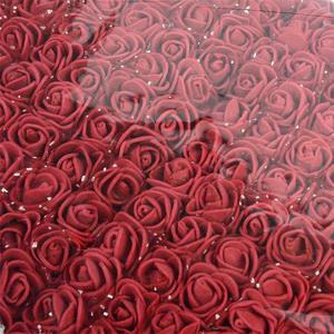 Mini <span class=keywords><strong>Rose</strong></span> en mousse artificielle PE 10 pièces, fausses fleurs décoratives de mariage, pour une couronne, prix abordable avec fil de fer - Product Image 3