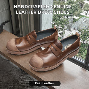 Premium Full Grain Leather Derby Oxford <b>Loafer</b> Dress Shoes Men Handcrafted Business Formal Wedding Breathable ARCH SUPPORT - Product Image 2