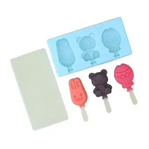 DIY Rabbit Bear Fish Animal Popsicle With Lid And Stick Pudding Lollipop Silicone Mold