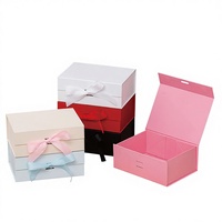 Boîte cadeau pliable vide blanche grande avec fermeture magnétique et ruban, pour la Saint-Valentin, en une seule pièce, avec pelliculage mat enduit
