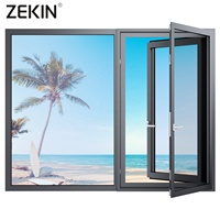 Estándar australiano As2047 Toldo de doble acristalamiento Ventanas Proyecto a prueba de huracanes Ingeniería Ventana abatible de aluminio personalizada