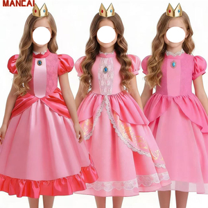Costume da Principessa Peach Rosa per TV e <span class=keywords><strong>Film</strong></span> <span class=keywords><strong>di</strong></span> Pasqua, Abito da Ballo per Bambine, Vestito da Principessa per Halloween, Carnevale, Cosplay, Festa <span class=keywords><strong>di</strong></span> Compleanno - Product Image 1