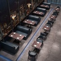 Combinaison de table et de chaises en cuir carrées murales, style moderne, pour restaurants commerciaux, cafés et bars à cocktails