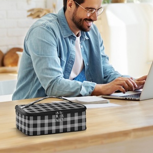 New Arrival Custom <b>Sublimation</b> Black Checked Print Insulated Thermal Cooler Lunch Bags for Girls Adults Food Delivery - Product Image 6