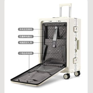 Valise Chariot Homme et <span class=keywords><strong>Femme</strong></span> Multifonctionnelle à Ouverture Frontale 20 24 Pouces avec Serrure à Code, Roues et Porte-Gobelet - Product Image 6