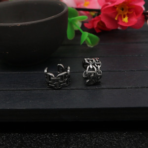 yunnique Fashion Cuff Earrings Geometric Tibetan <b>Silver</b> <b>Studs</b> For Men Women Ear Clips Stainless Steel Jewelry Accessory - Product Image 3