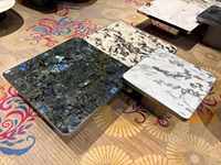 Mesa de Centro Cuadrada de Piedra Natural Azul, Mármol de Lujo Moderno, Sensación de Alta Gama, para Sala de Estar, Uso Doméstico