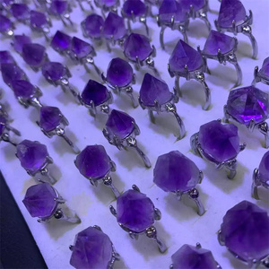 Wholesale Crystal Natural <strong>Crafts</strong> Amethyst <strong>Rings</strong> Adjustable Oval Healing Rose Quartz Aquamarine Gemstone Daily Jewelry <strong>Ring</strong> - Product Image 4