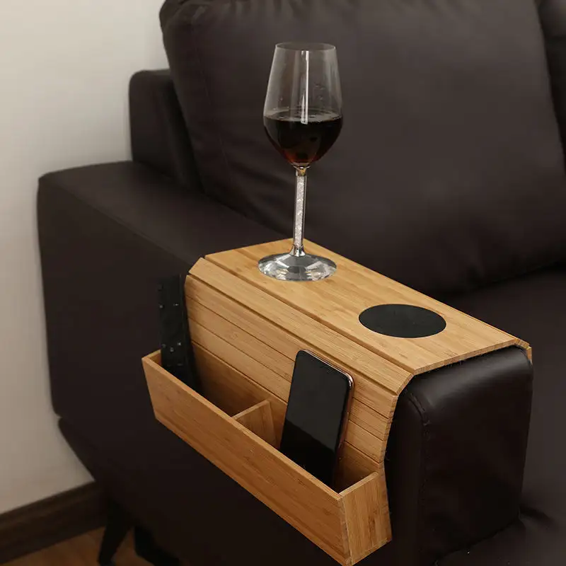 Creative Sofa Diverses Organizer Bambus Armlehne Tablett Tisch Holz behälter für Telefon Smart Control