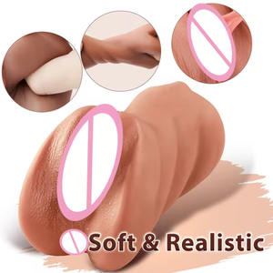 Coños de bolsillo Masturbadores para adultos Doble agujero Oral 3D Avión Copa Marrón Garganta profunda Elástico-Masturbación conveniente - Product Image 2