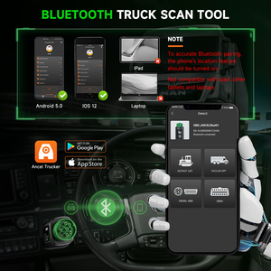 เครื่องสแกนวินิจฉัยรถบรรทุกหนัก ANCEL HD110 USA 24V รองรับบลูทูธ สำหรับ DPF Regen 9 พิน เครื่องวิเคราะห์เครื่องยนต์สำหรับ Detroit Paccar - Product Image 4