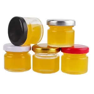 25ml stoples madu kaca kecil-stoples madu kaca dengan tutup emas