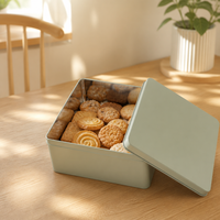 Boîte en étain carrée personnalisée pour bonbons, biscuits, chocolat, emballage cadeau, conteneur métallique de qualité alimentaire, vente en gros OEM