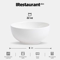 Service de bols en porcelaine blanche 6 pièces – Vaisselle haut de gamme et luxueuse pour 6 personnes – Compatible lave-vaisselle et écologique