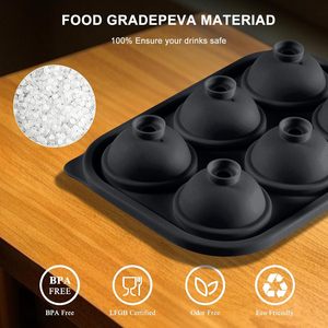 Bền 6-khoang Silicone Vòng khuôn <span class=keywords><strong>Ice</strong></span> <span class=keywords><strong>Cube</strong></span> khay hoàn hảo hình tròn cho cocktail và whisky đồ uống công cụ nhà bếp - Product Image 4