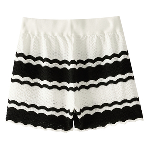 Ensemble en tricot jacquard à rayures ondulées - Ensemble 2 pièces avec col polo contrastant - <span class=keywords><strong>Tenue</strong></span> décontractée d'été - Vêtement tendance - Product Image 3