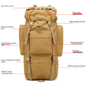 Custom 45L Nylon Tactical <b>Backpack</b> with Multiple Color Options Zipper Closure Featuring Polyester Lining Custom Logo OEM - Product Image 4