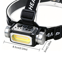 Lampe frontale rechargeable COB à double source lumineuse, mode stroboscopique lumière rouge, indicateur de batterie, étanche, pour les aventures en plein air