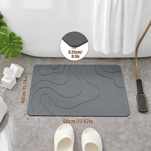 Alfombrilla de Baño de Diatomita Ecológica Personalizada al por Mayor, Antideslizante, Diseño Moderno de Ondas, Secado Rápido para Baños - Product Image 3