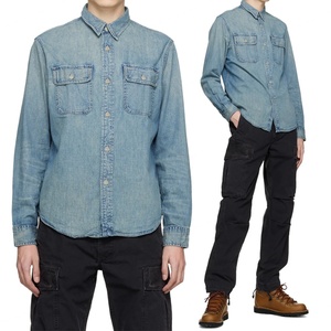 High Quality Custom 100% Cotton Flap Pocket Casual Classic Long Sleeve Denim <b>Shirt</b> <b>for</b> <b>Men's</b> <b>Jean</b> <b>Shirt</b> - Product Image 1