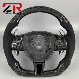 Volant en cuir véritable personnalisé de style sport avec fibre de carbone pour <span class=keywords><strong>Jaguar</strong></span> XK XKR XKR-<span class=keywords><strong>S</strong></span> XF XE XJ X-<span class=keywords><strong>Type</strong></span> F-<span class=keywords><strong>Type</strong></span> Coupé - Product Image 1