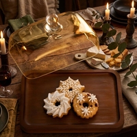 Holztablett mit Glasdeckel Käsebox Butterdose Dessertteller Luxuriöser Vintage-Kuchenständer Küchen-Dekoration