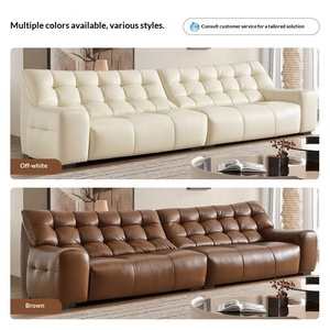 2026 New Italian Minimalist Leather Sofa Big Black Bull Sofa Retro Black King Sofa for Large Living Room - Product Image 3