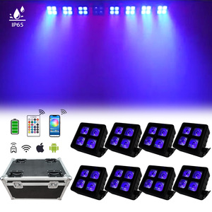 8PCS Waterproof Rechargeable 4 Eyes RGBWA+UV LED Battery Par Light IP65 Wireless DMX Stage Uplight for <strong>DJ</strong> Party KTV - Product Image 1