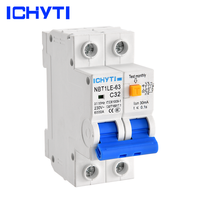 Disjoncteur différentiel CHYT NBT1LE-63 20A 63A 230VAC avec courbe C, capacité de coupure 6KA, certifié CE