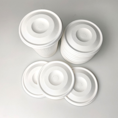 Cup Dispenser Pet Lid Custom Size Flat For Coffee Biodegradable Bagasse Dome Lids 90mm