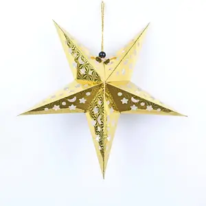 Wholesale Hollowed-out Hanging Lantern Decors Christmas Party Supplies Laser Stereo Star Paper Crafts