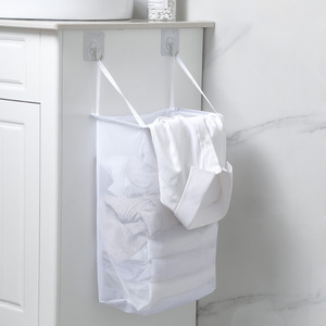 <b>White</b> Wall Mounted <b>Laundry</b> <b>Basket</b> Rectangle Non Woven Fabric Portable Clothing Organizer Bathroom Storage - Product Image 1