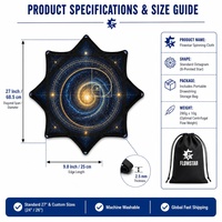 Étiquette suspendue sur mesure en tissu filé Flow Star en pur coton avec impression UV, 62x62cm 68x68cm, pour fans de danse scénique estivale et pour les magasins de surf