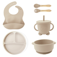 Ensemble d'alimentation pour enfants en silicone de qualité alimentaire sans BPA, accessoires pour bébés, assiette et bol pour enfants personnalisés en usine avec ensemble de vaisselle