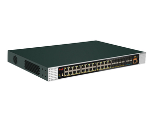 สวิตช์ PoE กิกะบิต 24 พอร์ตแบบจัดการได้ พร้อม SFP 8 พอร์ต และอัปลิงค์ 4*10G SFP+ แหล่งจ่ายไฟคู่ 600W - Product Image 1