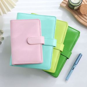 สมุดบันทึกพิมพ์ลายตามสั่ง ปกหนัง PU สีสันสดใส ทนทาน ขนาด A5 A6 พร้อมช่องใส่เงินสด ใส่การ์ดรูปภาพ  แบบ Macaron A6 - Product Image 4