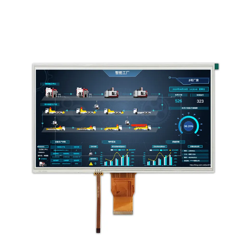 Akıllı ev için endüstriyel sınıf 1024*600 nokta dirençli dokunmatik 10.1 inç Tft Lcd ekran