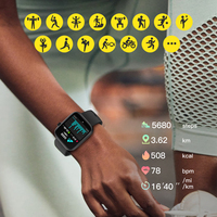 Montre intelligente Traqueur de sport Moniteur d'oxygène dans le sang, le cœur Boîte d'emballage personnalisée avec logo du client Montre intelligente à bracelet noir mondial