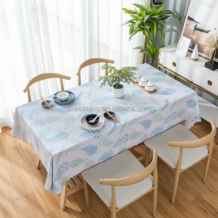 High Quality Printed Leaves Design PVC Tablecloth With Polyester Fabric Backing