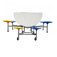 Ensemble table et chaises pliantes de cantine, grande table ronde en acier inoxydable pour la conception de tables, petite table rectangulaire pour cafétéria professionnelle