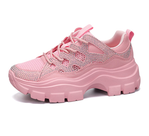 Nuevo blanco Rhinestone plataforma gruesa <span class=keywords><strong>mujer</strong></span> microfibra cuero encaje hasta Casual blanco negro caminar zapatos <span class=keywords><strong>mujer</strong></span> moda <span class=keywords><strong>Zapatillas</strong></span> - Product Image 1