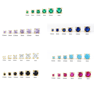 ROXI Fashion 6 pièces/ensemble Boucles d'oreilles clous en zircon étincelant pour femme, petites boucles d'oreilles piercing - Product Image 1
