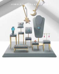 Zebo Gray Luxury Jewelry Display Props Ring Display Stand <b>Earring</b> <b>Holder</b> Ring Trays Jewelry Stand with Metal Base - Product Image 5