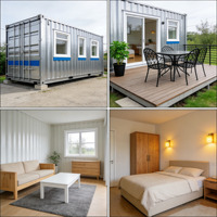Maison conteneur modulaire préfabriquée à double aile extensible, mini-maison de vacances avec salle de bain complète à séparation sèche et humide