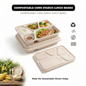 Contenedor Ecológico Biodegradable de Almidón de Maíz Tipo Concha para Hamburguesas, Sushi, Fideos y Jugos - Caja Desechable para Llevar - Product Image 4