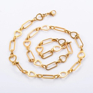 Collier chaîne à maillons en acier inoxydable rectangulaire cœur 6/6,5 mm pour femmes et hommes, style punk hip-hop, couleur or, bijoux en métal - Product Image 5