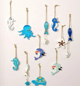 Decoración náutica, adorno de pared, pez de madera, <span class=keywords><strong>estrella</strong></span>, caballo de mar, serie mediterránea, colgante de pared decorativo, artesanías de regalo - Product Image 2